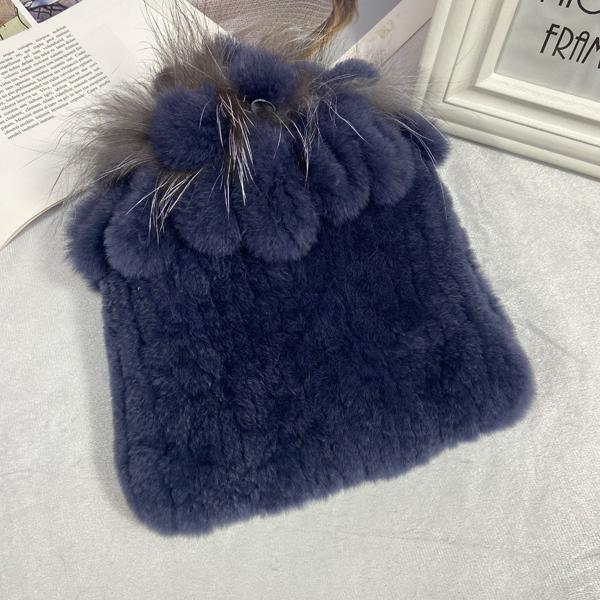 пушистая зимняя шапка из натурального меха, теплая шапка из натурального меха кролика Рекс, женская вязаная шапка из 100% натурального меха 06