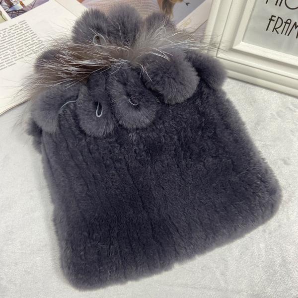 пушистая зимняя шапка из натурального меха, теплая шапка из натурального меха кролика Рекс, женская вязаная шапка из 100% натурального меха 23