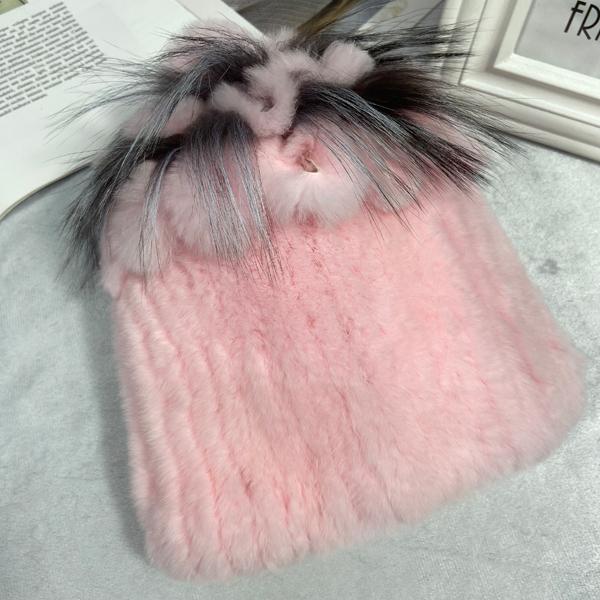 пушистая зимняя шапка из натурального меха, теплая шапка из натурального меха кролика Рекс, женская вязаная шапка из 100% натурального меха 33