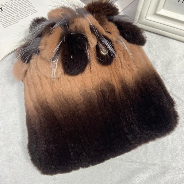 пушистая зимняя шапка из натурального меха, теплая шапка из натурального меха кролика Рекс, женская вязаная шапка из 100% натурального меха 16