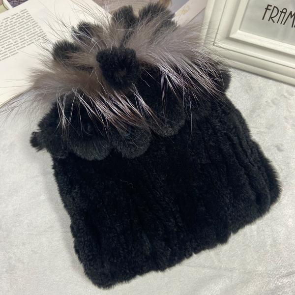 пушистая зимняя шапка из натурального меха, теплая шапка из натурального меха кролика Рекс, женская вязаная шапка из 100% натурального меха 05