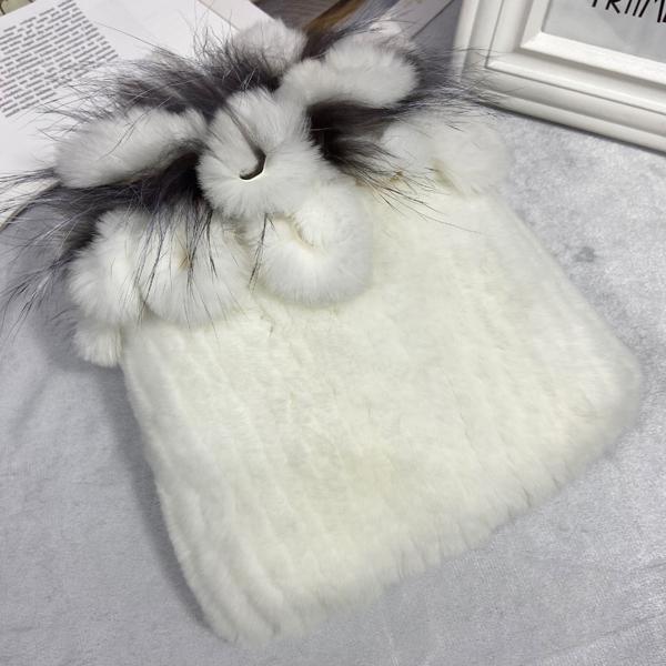 пушистая зимняя шапка из натурального меха, теплая шапка из натурального меха кролика Рекс, женская вязаная шапка из 100% натурального меха 32